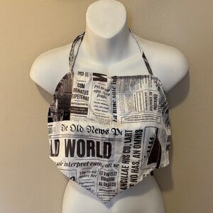Forever 21 Black and White Newspaper Print Halter Top